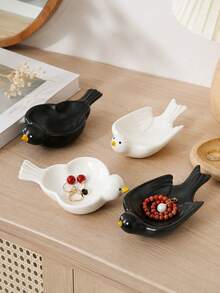 Haus Hana Ceramic Bird Jewelry Tray, Cute Trinket Dish & Desktop Storage Plate For Rings, Earrings, Necklaces, Keys, Coins, Vanity, Bedroom, Living Room, Shelf, Birthday, Holiday & Housewarming Gift - Multicolor - View 2