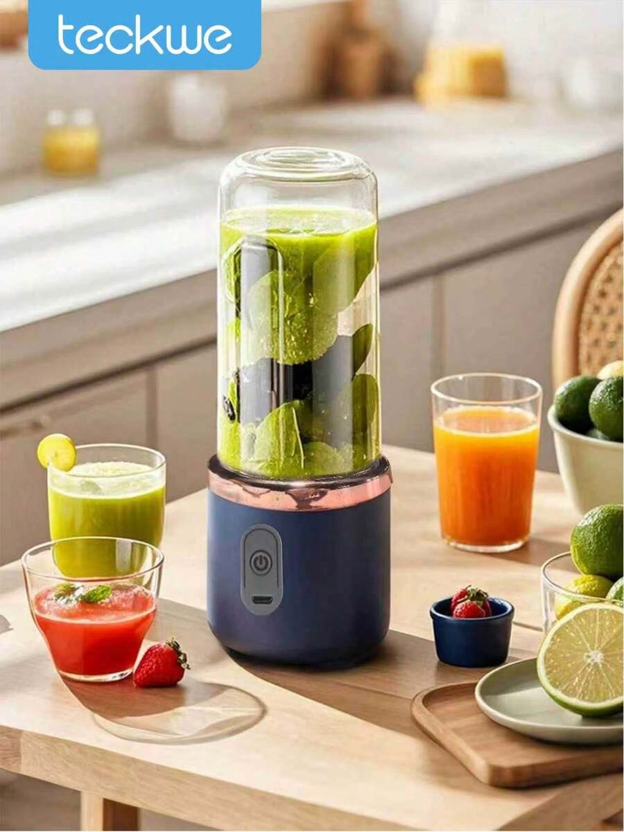 Teckwe Single/Dual-Cup USB Rechargeable Juicer, Fresh Juice Cup With Sports Lid. Multifunctional Portable Juicer Cup, Functioning As A Fruit Blender, Drink Maker And Smoothie Maker. Built-In 1500mAh Battery. USB Cable Not Included.