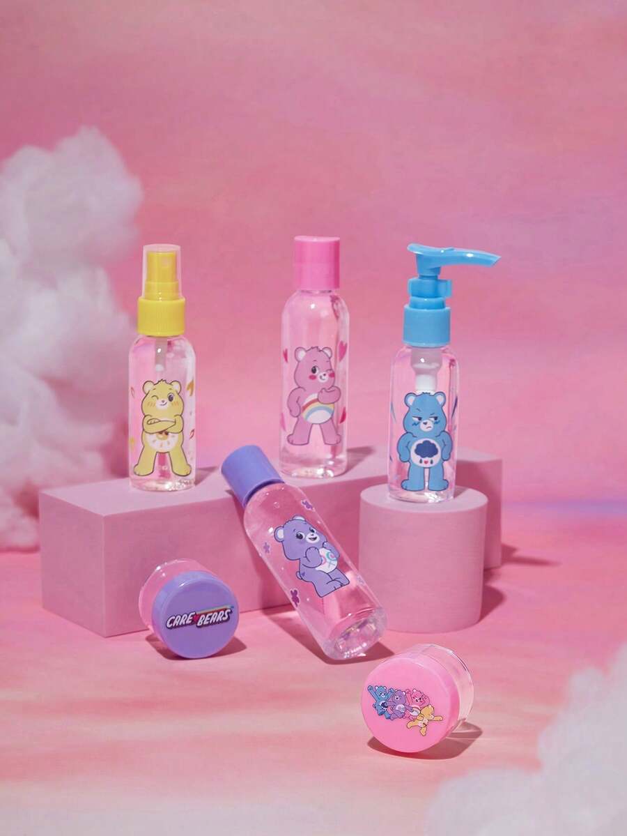 SHEIN X Care Bears 6pcs/Set Transparent Portable Love Bear Plastic Bottles (50ml*2, 60ml*2, 20g*2) - Multicolor - View 1