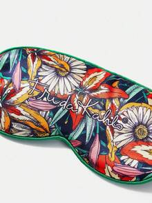 Frida Kahlo X SHEIN Letter & Plant Floral Pattern Printed Eye Mask,Gifts - Green - View 5