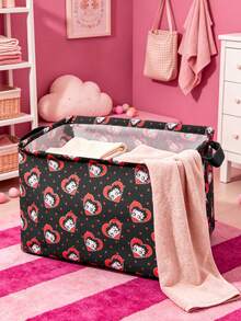 Betty Boop x SHEIN Fabric Folding Storage Basket, Household Toy Sundries Clothing Sorting Basket, Large-Capacity Desktop Storage Box - Black - View 1