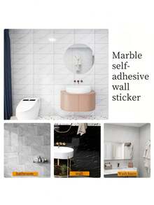 30/50Pcs Self Adhesive Wall Stickers Smooth Removable Oil Proof Waterproof Heat Resistant Tile Sticker For Kitchen Bathroom Renovation Wallpaper Decal 30x30Cm - pure white - View 7