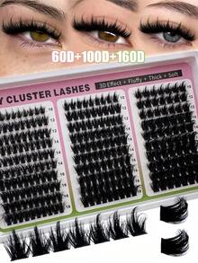 رموش صناعية فردية كثيفة بتصميم Spike Cluster، 180 قطعة، 300D 200D 160D، بطول 10-18 مم، منفوشة بتجعيد D/DD، إكستنشن رموش منك سميكة ومدببة لإعطاء كثافة - DD - مشاهدة 5