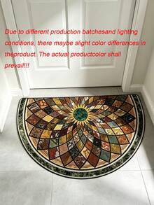 American Style Semi-Circle Crystal Velvet Doormat, Water Absorbent Entrance Mat, Stain Resistant Rug For Bathroom Kitchen Entryway - A - View 7