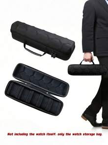 1 buah, Tas Penyimpanan Jam Tangan dengan 4/5 Tempat Kartu, Kotak Penyimpanan Jam Tangan Portabel, Hitam, Dengan Pegangan, Penting untuk Perjalanan, Cocok Sebagai Hadiah, Cocok untuk Pria dan Wanita, Tahan Gores, Tahan Benturan, Tahan Debu, Tahan Aus dan Tahan Guncangan - Hitam - View 3