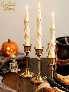 Muroi Mono 10/2/1 pièce, Bougie parfumée longue en forme de fantôme pour Halloween, Décoration d'ambiance amusante et créative, Bougie en cire de soja faite à la main en forme de momie blanche, Idéale pour les fêtes d'Halloween, la décoration de la maison & les cadeaux de fête - Bougie fantôme - Voir 1