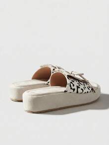 HighSole 女士露趾平底凉鞋，轻便透气，适合日常穿着 - 米白色 - 查看 8