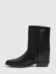 Daringsoles Women's Small Square Toe Black Ankle Boots Fashionable And Elegant Thick Heel Styling Circumference Bottom Reverse Set Buckle Versatile And Thin Outdoor - Black - View 5