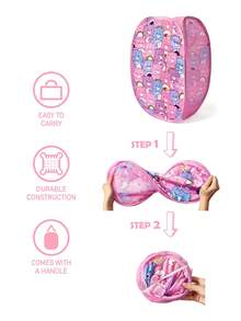 SHEIN X Care Bears Polyester Fiber Foldable Storage Basket - Pop-Up Portable Storage Basket, Household Multi-Functional Storage Box, Suitable For Clothing, Toys, Sundries Sorting, Light, Durable And Easy To Clean, Suitable For Bedrooms, Living Rooms, Bathrooms, Dormito - Rose powder - View 4