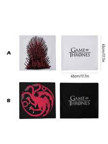Game of Thrones X SHEIN 1個酷炫裝飾抱枕套（不含枕芯），尺寸45*45公分，柔軟舒適的毛絨布料，適用於家居裝飾、汽車、禮品等 - 彩色 - 查看 3