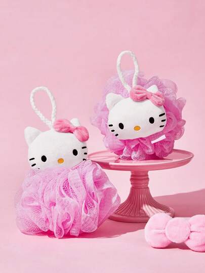 HELLO KITTY AND FRIENDS | SHEIN Cute  Bath Brushes, Bath Sponges, And Ultra-Soft Foaming Nets With Fun, Oversized Designs For Bathing, Complete With A Hanging Rope.