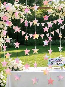 Double-Mirror Five-Pointed Star Patterned Hanging Decoration, Pendant, For Weddings, Parties, Festivals, Christmas Ribbons, Halloween Decorations And Arrangements. - various - View 1