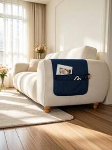 1PC Soft Breathable ArmrestCover With 2SidePockets RemoteControlHolder NonSlip AllSeason Minimalist Design For Living Room Recliner Couch Protector MustHave - Multicolor - View 6
