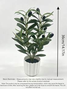 1 Piece Artificial Olive Tree Plant In Pot, Fake Olive Plant With Branches, Suitable For Home, Restaurant, Office Decor And Window Sill, Christmas And Holiday Scene Arrangement, Photography Stands (With Plastic Pot) - Multicolor - View 2