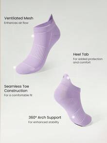 GLOWMODE 3 Pairs Arch Support Everyday Socks Gym - Purple - View 3