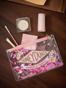 HARRY POTTER X SHEIN 1 Pc Cartoon Character Printed Transparent PVC Lightweight Cosmetic Bag With Sequin Decor, Suitable For Cosmetics, Stationery, Daily Essentials & Digital Gadgets, Ideal For Commuting, School And Travel, All Ages Available - Clear - View 2
