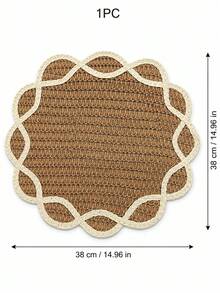 Haus Hana 1pc 38cm Round Or 45x30cm Rectangular Boho Woven Paper Placemat, Flower Petal Edge Table Mat With Natural Two-Tone Braided Design, Rustic Farmhouse Dining Decor For Kitchen, Dinner Table, Wedding, Party, Holiday And Daily Use - Multicolor - View 10