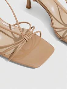 CUCCOO SZL 女款夏季方頭細高跟綁帶涼鞋，優雅時尚性感杏色露背slingback，適合派對、聚會、宴會、約會、夜店等場合 - 杏460# - 查看 9