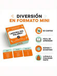 MINKOJA This Word - A Popular Mini Card Game From Spain That Includes 50 Cards, Perfect For Social Gatherings With Friends And Family, As Well As For Holiday Gifts. Party Games - Orange - View 5