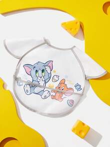 TOM & JERRY X SHEIN 0-2 Jahre alte Baby wasserdichte und ölbeständige Lätzchen, TPU-Material mit niedlichem Katzen- und Mäuse-Cartoon-Muster, weiß, geeignet für Jungen und Mädchen, ideal zum Füttern, super weich, leicht und faltbar, tragbar - Weiss - Übersicht 10