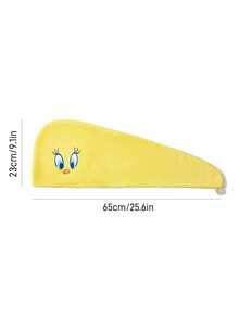 LOONEY TUNES X SHEIN 1pc Cute Cartoon Tonde Sushi Embroidered Absorbent Hair Drying Towel Cap, Yellow Hair Turban Suitable For Different Hair Types And Amounts - Yellow - View 8