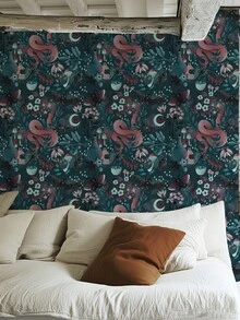1 Roll Peel And Stick Waterproof Removable Wallpaper With Snake Bat Forest Plant Pattern For Living Room Bedroom Office Wall Decor DIY Self Adhesive Mural Home Renovation Accent Wall - multicolor - View 5