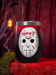 WB Horror X SHEIN 360ml/12oz 不鏽鋼防漏蓋隨行杯，適用熱飲/冷飲，適配大多數杯架，送禮首選 - 黑紅色 - 查看 1