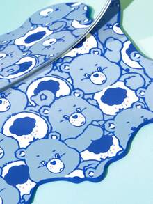 SHEIN X Care Bears Sweet Heart Nose Bear Foldable Makeup Mirror, Irregular Shape, Foldable Faux Leather Cover, Slim Desktop Vanity Mirror For Teens Daily Grooming - Dusty Blue - View 4