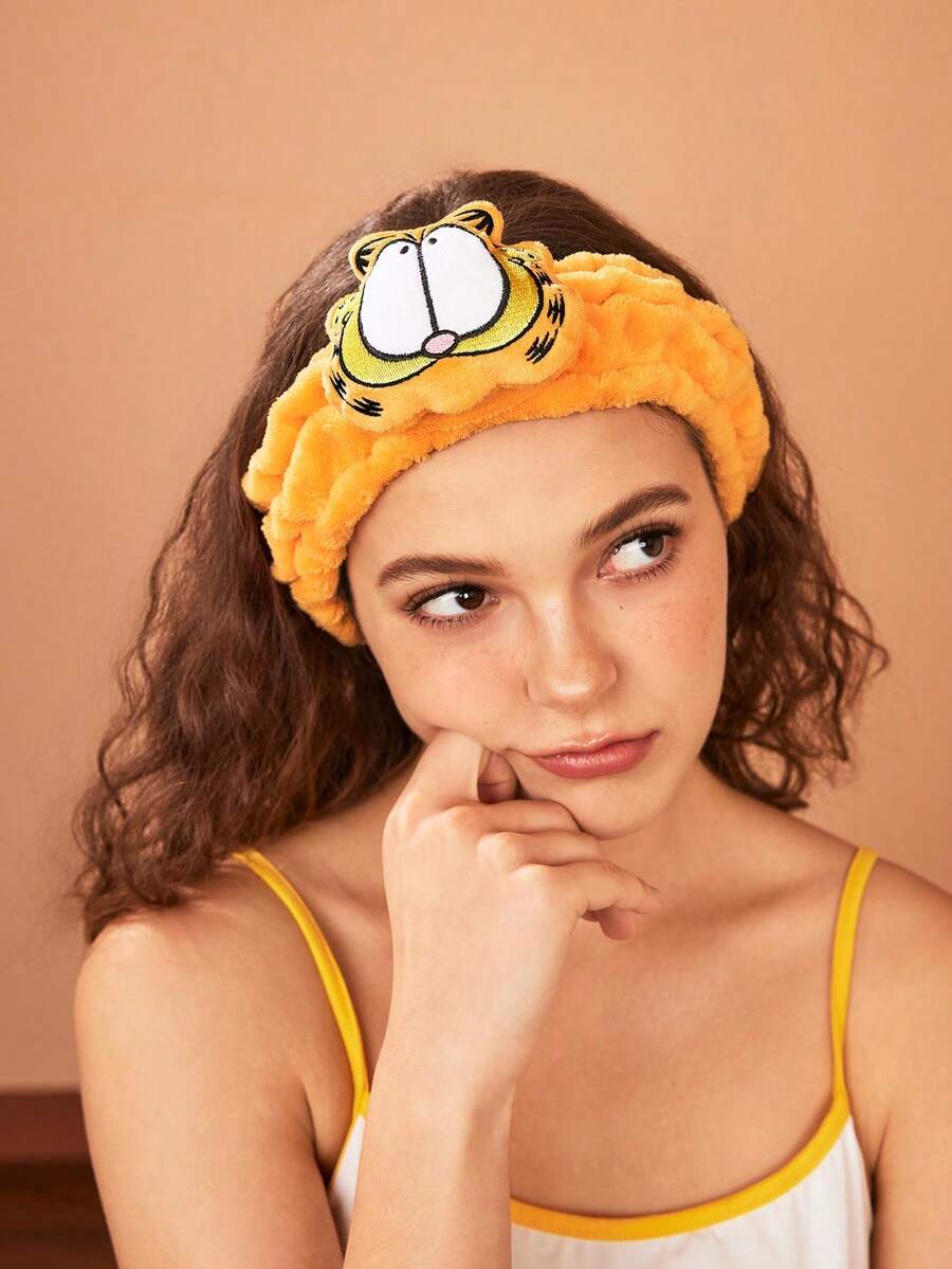 GARFIELD | SHEIN 1pc Cute Cat Patched Plush Retractable Hair Tie, For Home, Bathroom Decor, Summer - GARFIELD - View 1