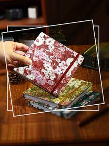 1pc Square Fabric Cover Blank Sketchbook, Thick Paper Drawing Book, Portable Art Notebook For Students, High-Quality Cute Stationery Gift, Colors: Green/Red/Gold - multicolor - View 11
