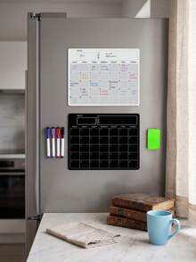Haus Hana 1Pc/2Pcs Magnetic Fridge Monthly Calendar Board, Soft Dry Erase Rubber Magnet Material, Grid Monthly Layout Reusable Writable Planner For Refrigerator Household Schedule Reminder, Gift For Family Household Managers Holiday Present - Multicolor - View 10
