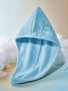 SHEIN X Care Bears Cartoon Embroidered Dry Hair Cap - lake blue - View 7