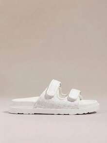 HighSole 女士交叉带罗马凉鞋，平底拖鞋，2025年夏季新品 - 白色 - 查看 2