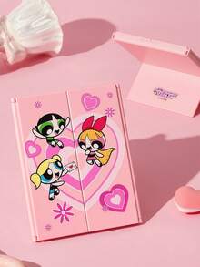 THE POWERPUFF GIRLS X SHEIN 1pc Gryffindor, Graphic Round Gold Portable Folding Mirror, Regular Mirror And 2X Magnifying Glass, High-Definition Mirror Glass For Easy Makeup Check, Suitable For Students, Office Workers, Women And Men - Pink - View 3