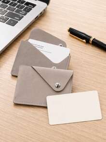 Haus Hana 1Pc Minimalist Envelope Card Holder, Snap Button Faux Leather Business Card Case, Slim Portable Credit Card Wallet, Lightweight Name Card Organizer For Office, Travel, Daily Use & Gift - multicolor - View 2