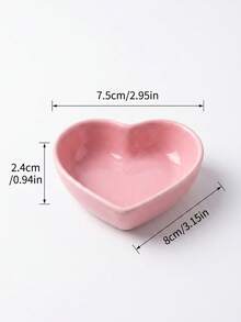 Joivida 1pc Porcelain Sauce Dish, Modern Heart Shaped Sauce Dish For KitchenSchool Supplies,Back To School - Pink - View 3