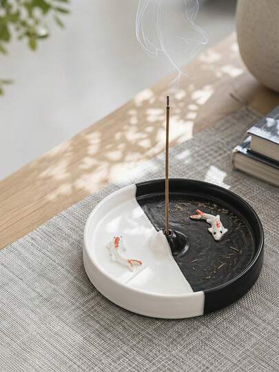 Haus Hana 1Pc Multicolor Creative Ceramic Incense Holder, Round Aroma Tray Candle Holder, Indoor Incense Burner Dish For Stick & Coil Incense, Agarwood Sandalwood Fragrance Plate, Decorative Home Ornament For Meditation Room, Tea Room, Living Room & Desktop