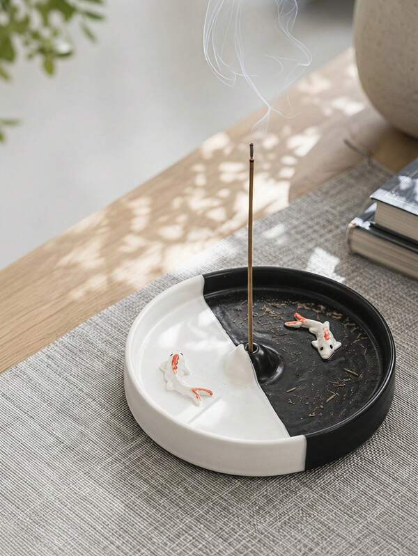 Haus Hana 1Pc Multicolor Creative Ceramic Incense Holder, Round Aroma Tray Candle Holder, Indoor Incense Burner Dish For Stick & Coil Incense, Agarwood Sandalwood Fragrance Plate, Decorative Home Ornament For Meditation Room, Tea Room, Living Room & Desktop
