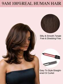 25CM Straight Hair Human Hair Toppers For Women 8X12CM Base Pixie Cut With Lace Clip In Hair Extensions Daily Use Easy To Wear Dark Brown - S2 - View 8