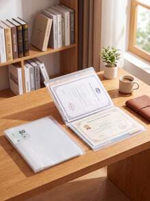 1pc A4 Size Transparent Sleeve Document Organizer With Large Capacity For Papers And Suitable For Students Or Office Use, Package Will Be Randomly Sent, Back To School Essentials, Creative Gift For Thanksgiving, Christmas, Birthday, Halloween - White - View 5