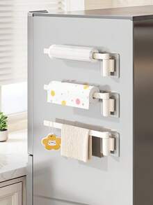 1Pc Sink Rag Holder, Punch‑Free Wall‑Mounted Kitchen Storage Rack, Towel Bar Paper Towel & Plastic Wrap Organizer - Multicolor - View 2