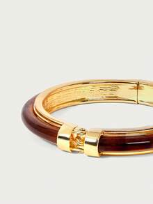 Glisma Gelang Fashion Wanita Emas Baru dari Resin Cokelat Perhiasan - Yellow Gold - View 8