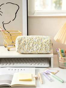 1pc Floral Pencil Case, Large Capacity Soft Pencil Pouch, Suitable For Students And Women, Multi-Functional Pen Storage Bag, Essential For School And Travel, Desktop Stationery Organizer, Classroom Bedroom Office Accessory - Multicolor - View 18