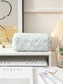 1pc Floral Pencil Case, Large Capacity Soft Pencil Pouch, Suitable For Students And Women, Multi-Functional Pen Storage Bag, Essential For School And Travel, Desktop Stationery Organizer, Classroom Bedroom Office Accessory - Multicolor - View 17