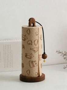 1 Piece Rosewood Tissue Paper Holder Tabletop Vertical Roll Rack Dispenser For Kitchen Bathroom Office Living Room Bedroom Dining Table Counter Shelf Home Decor Rustic Natural Wood Finish Space Saving Organizer Gift For Housewarming Holiday - Brown - View 7