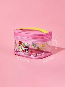 HELLO KITTY AND FRIENDS | SHEIN 可愛粉色半透明手提化妝包 - 粉色 - 查看 7