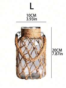 1Pc Rustic Glass Mason Jars With Jute T, Decorative Vases For Dried Flowers, Country Style Home Decor, Wedding Centerpieces, DIY Crafts, And Candle Holders Room Decor - Brown - View 14