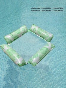 1pc Inflatable Pool Float 4-Tube Monstera Leaf Turtle Back Float & 2-Tube Monstera Leaf Mesh Hammock, Summer Water Floats For Pool & Beach - 4 tubes of leaves - View 9