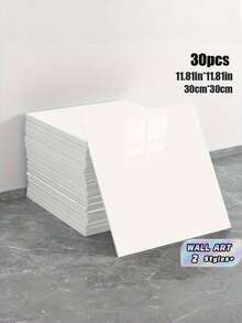 30/50Pcs Self Adhesive Wall Stickers Smooth Removable Oil Proof Waterproof Heat Resistant Tile Sticker For Kitchen Bathroom Renovation Wallpaper Decal 30x30Cm - pure white - View 1