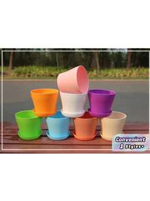 Open Flower Pot Resin Plastic Flower Pot Balcony Large Size Rose Pothos Potted Plant Flower Pot Succulent Flower Pot - 8Pcs multi-color - View 1